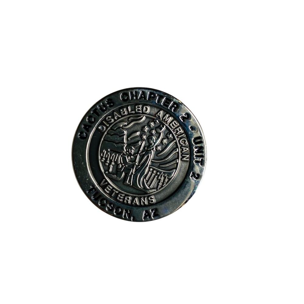Vintage Cactus Chapter 2 Unit 2 Disabled Veterans Lapel Pin 1" Silvertone